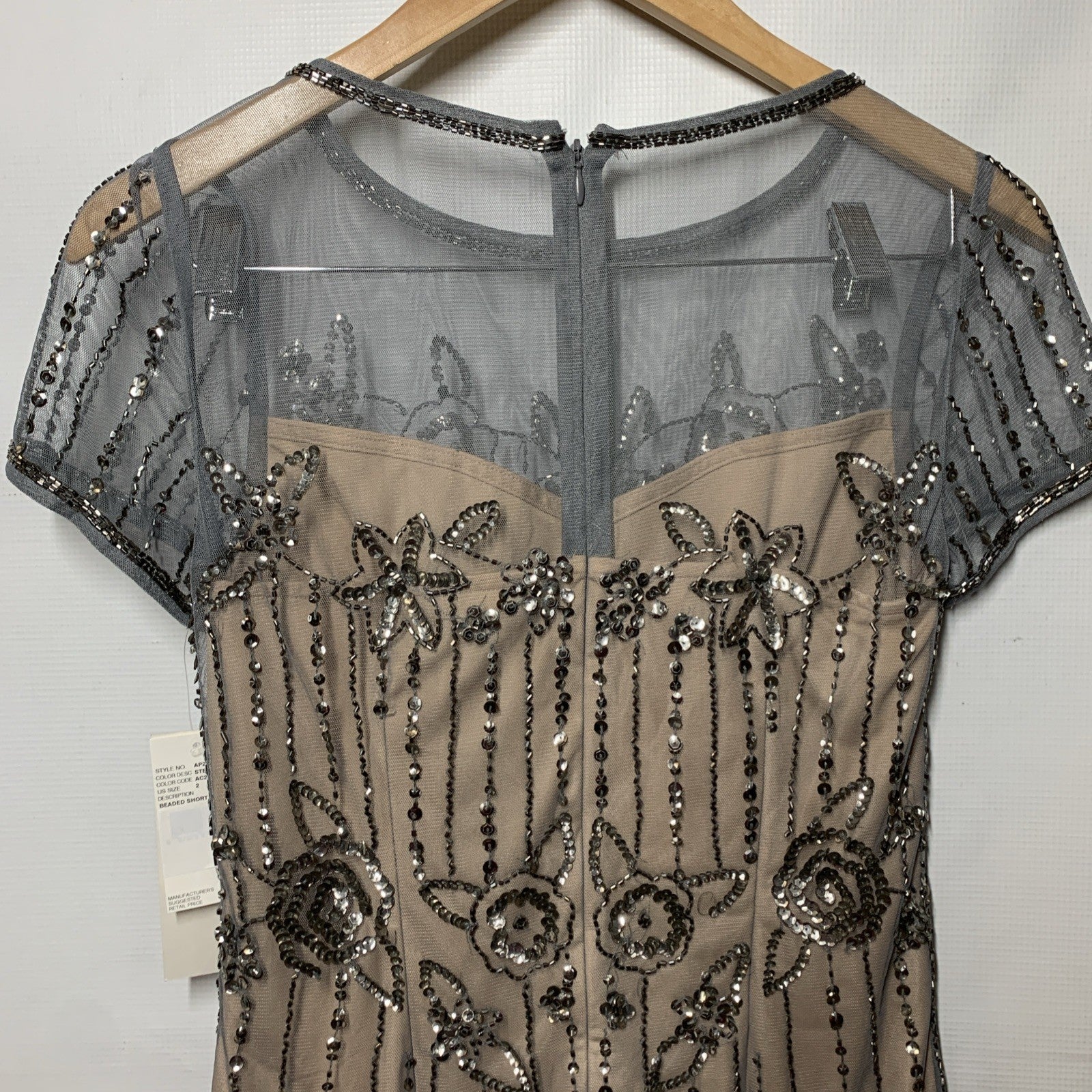 Adrianna Papell Womens Beaded Short Dress Party Cocktail Special Occasion Size 2