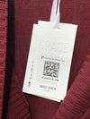 Women's Cardigan Slim Fit Casual Defined Waist Long Sleeve Size M Dark Maroon