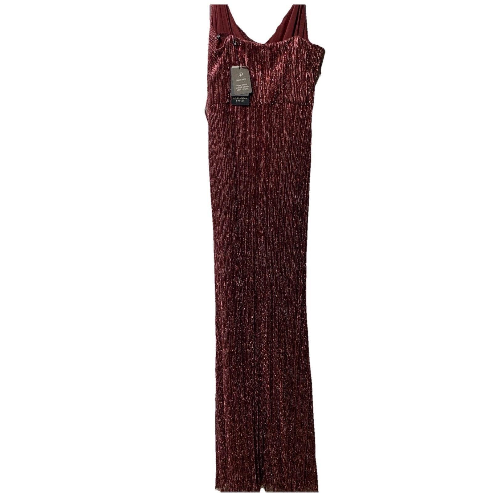 Adrianna Papell Women's Metallic Crinkle Gown Dress Size 4 Party/Cocktail Formal