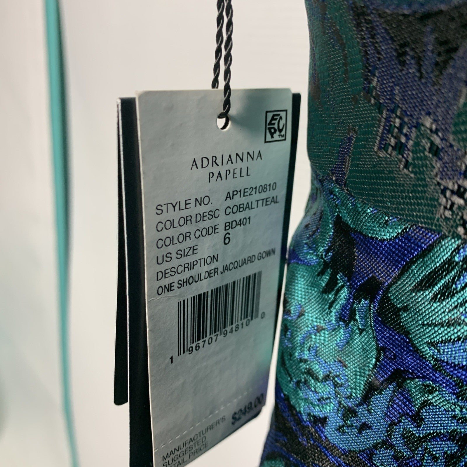 Adrianna Papell Women's One-Shoulder Jacquard Gown Evening Party Dress Size 6