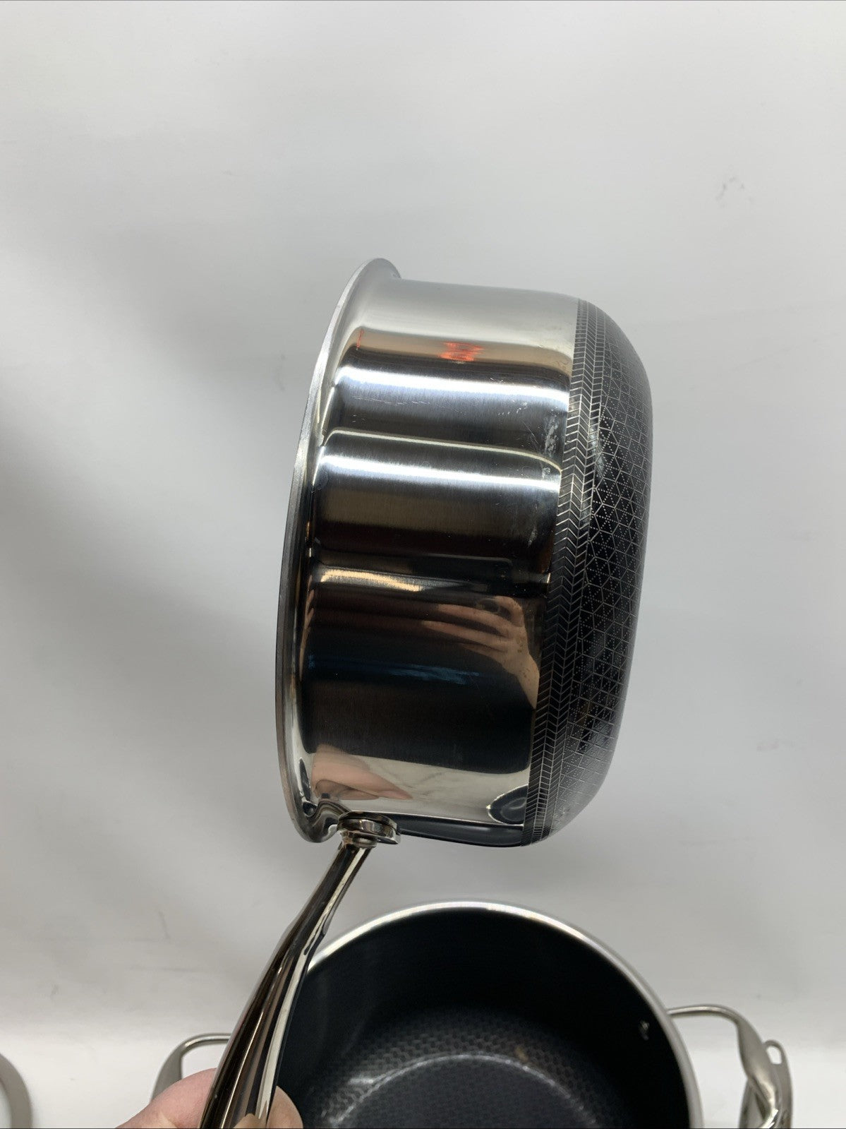 HexClad Hybrid Nonstick 6-Piece Pot Set 8, 3 & 2 Qt Pots with Cover Lids - USED