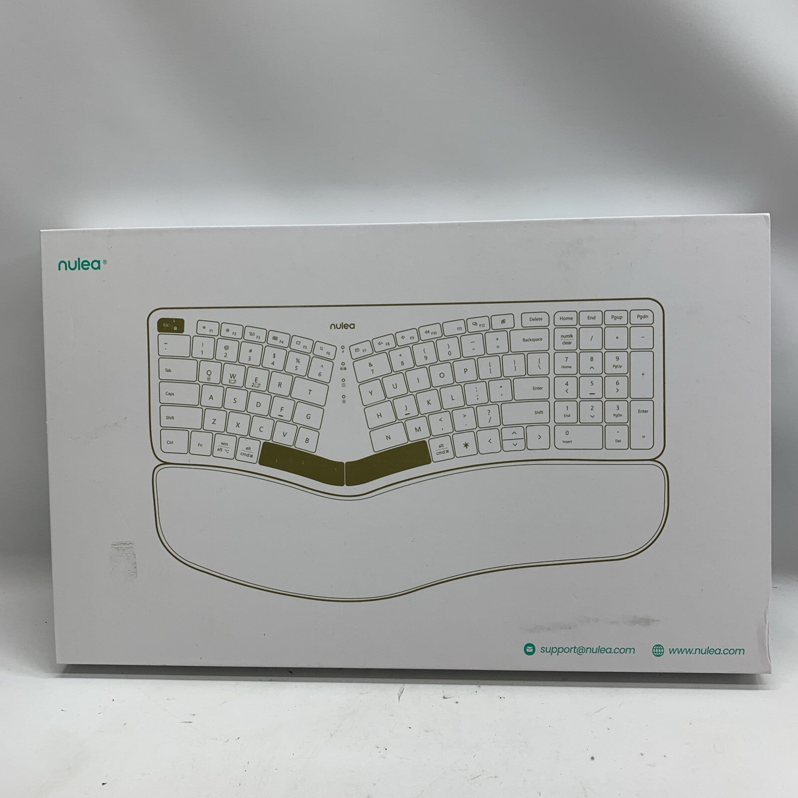 Nulea Ergonomic White 2.4G Wireless/Bluetooth Keyboard RT05 QWERTY Ergonomic