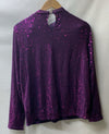 Grace Karin Women's Medium Purple Sequin Long Sleeve Pullover Blouse Sparkly
