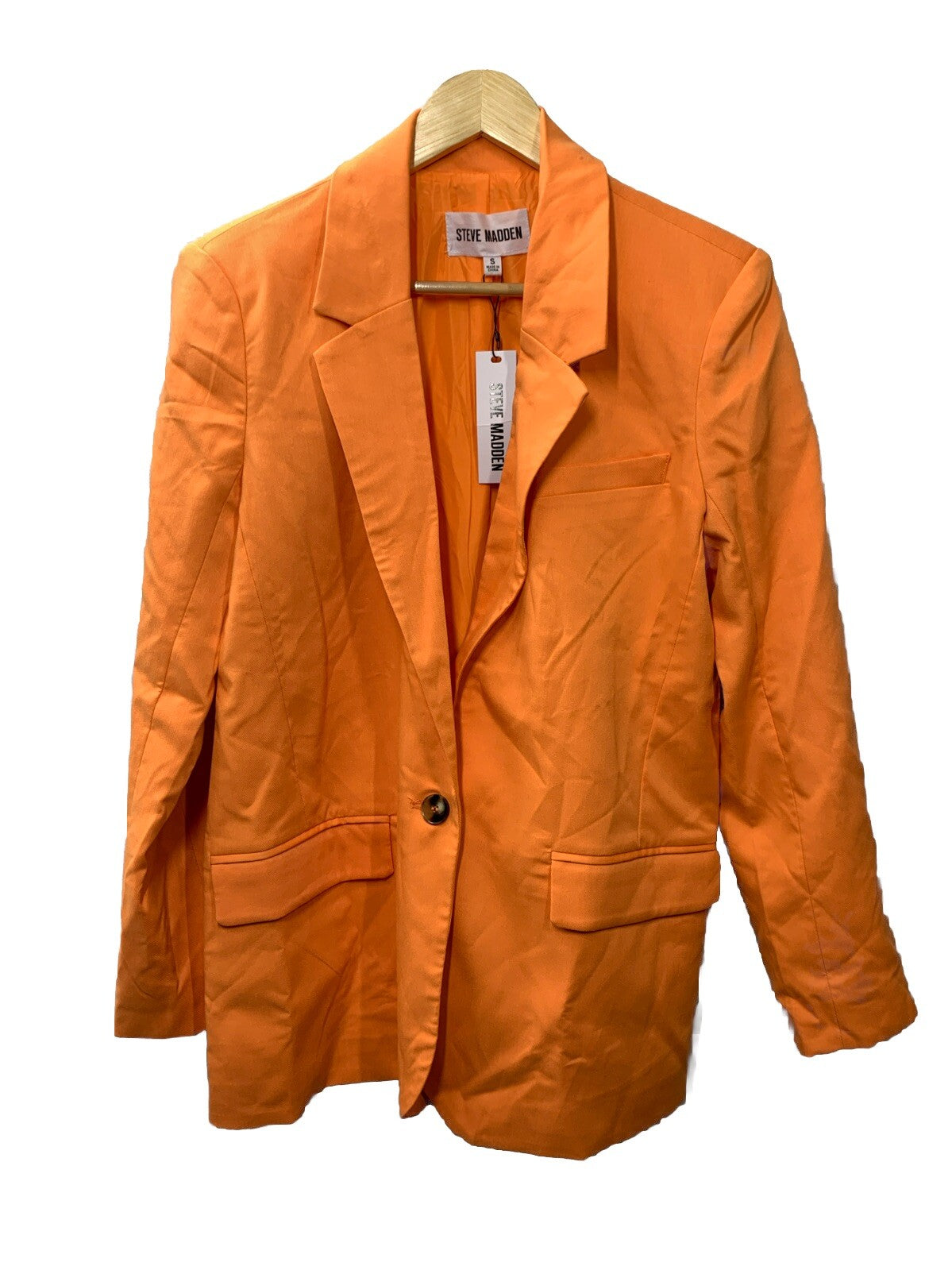 Steve Madden Kaira Blazer Women's Medium Bright Orange Lined Suit Jacket Size S