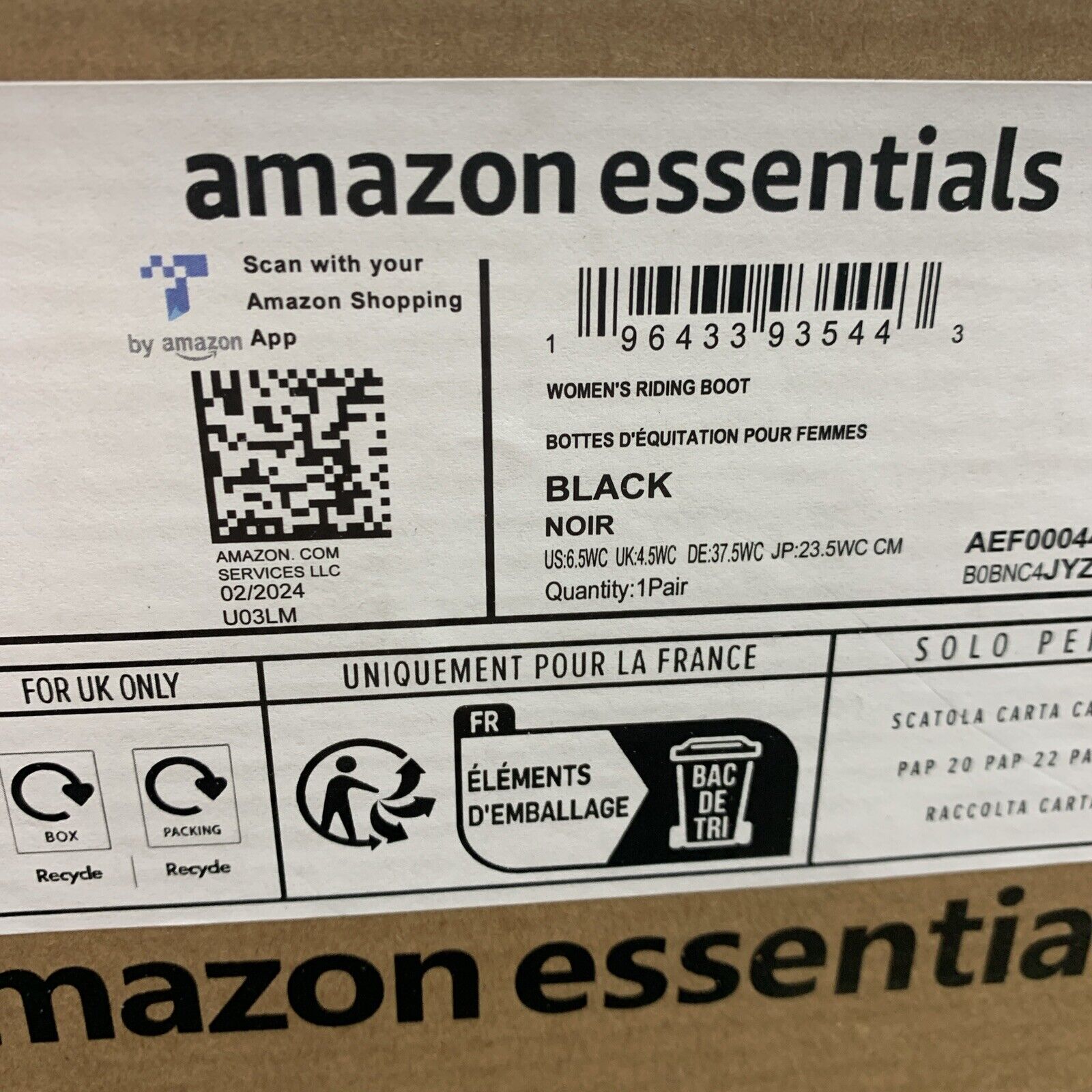 Amazon Essentials Women’s Tall Riding Boots Size 6.5 WC Women's Knee High Black