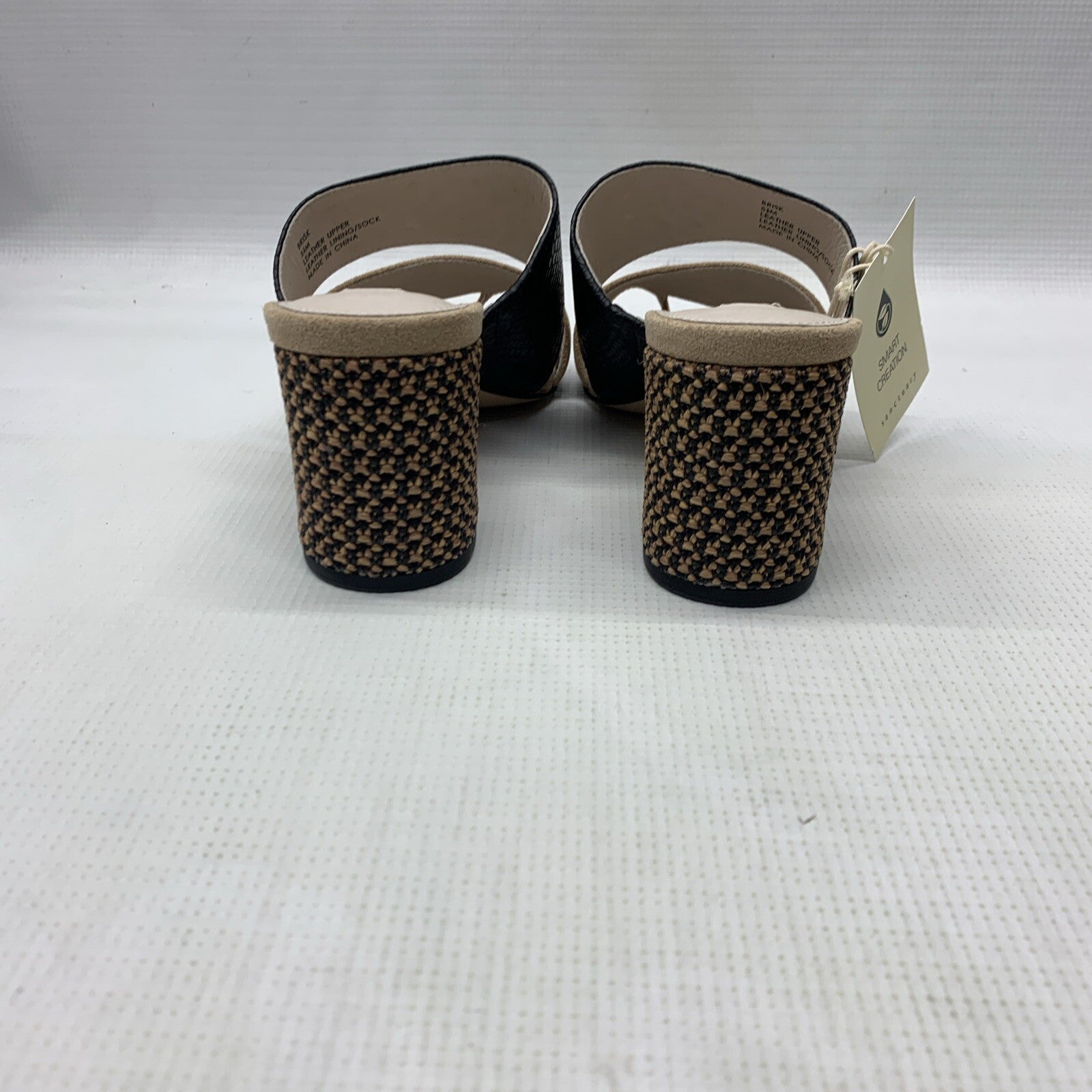 Sanctuary Women's Leather Cafe and Black Brisk Heeled Sandals Size 5.5 Slip-on