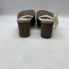 Sanctuary Women's Leather Cafe and Black Brisk Heeled Sandals Size 5.5 Slip-on
