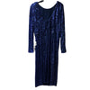 Dress The Population Blue Sequin Front Slit Long Sleeve Cocktail Dress Size XXL