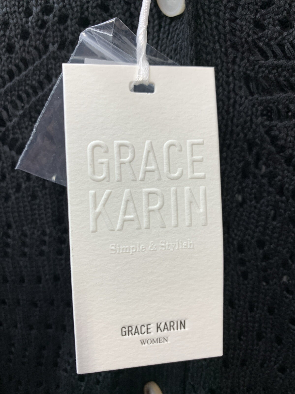 GRACE KARIN Women's Fringed Cardigan 2025 Boho Hollowed Out Top Size M Black