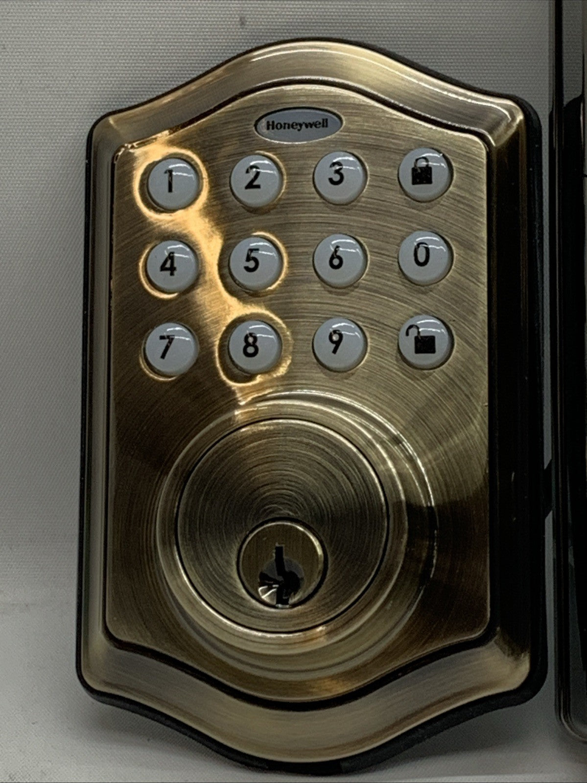 Honeywell Electronic Deadbolt Door Lock with Keypad in Antique Brass, 8712109