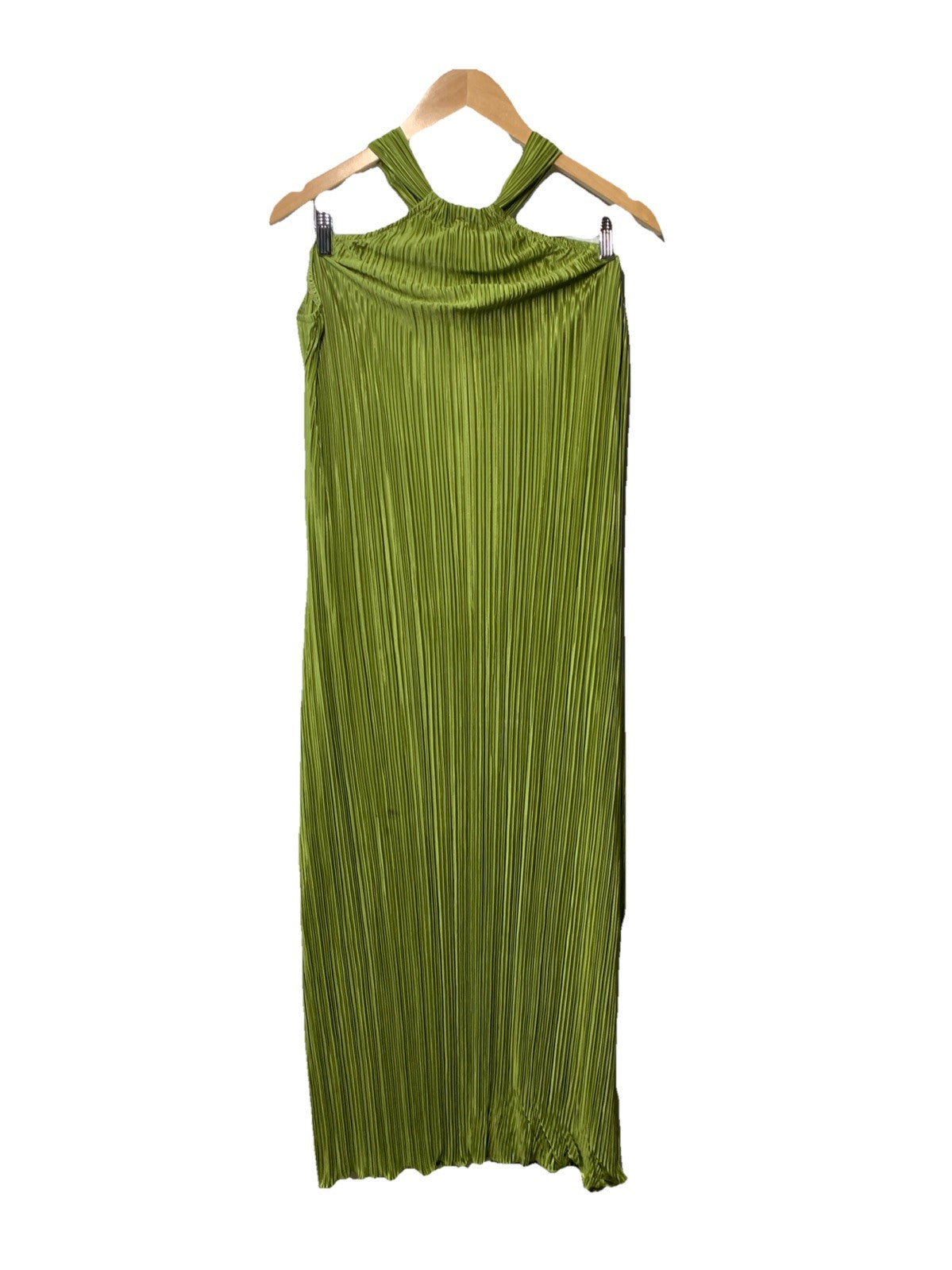 Petal and Pup TF9166-2-PPX Women's Melody Plisse Halter Maxi Dress Olive Size M
