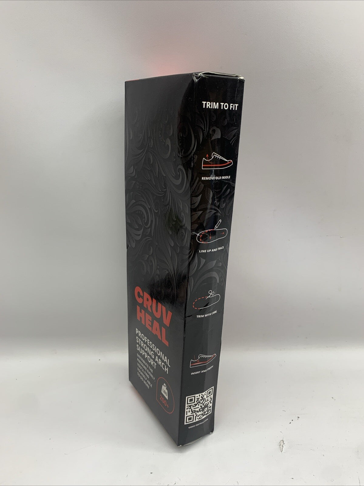 Cruv Heal Prof Strong Arch Support Insoles Orthotic Men Women 200+Black Large