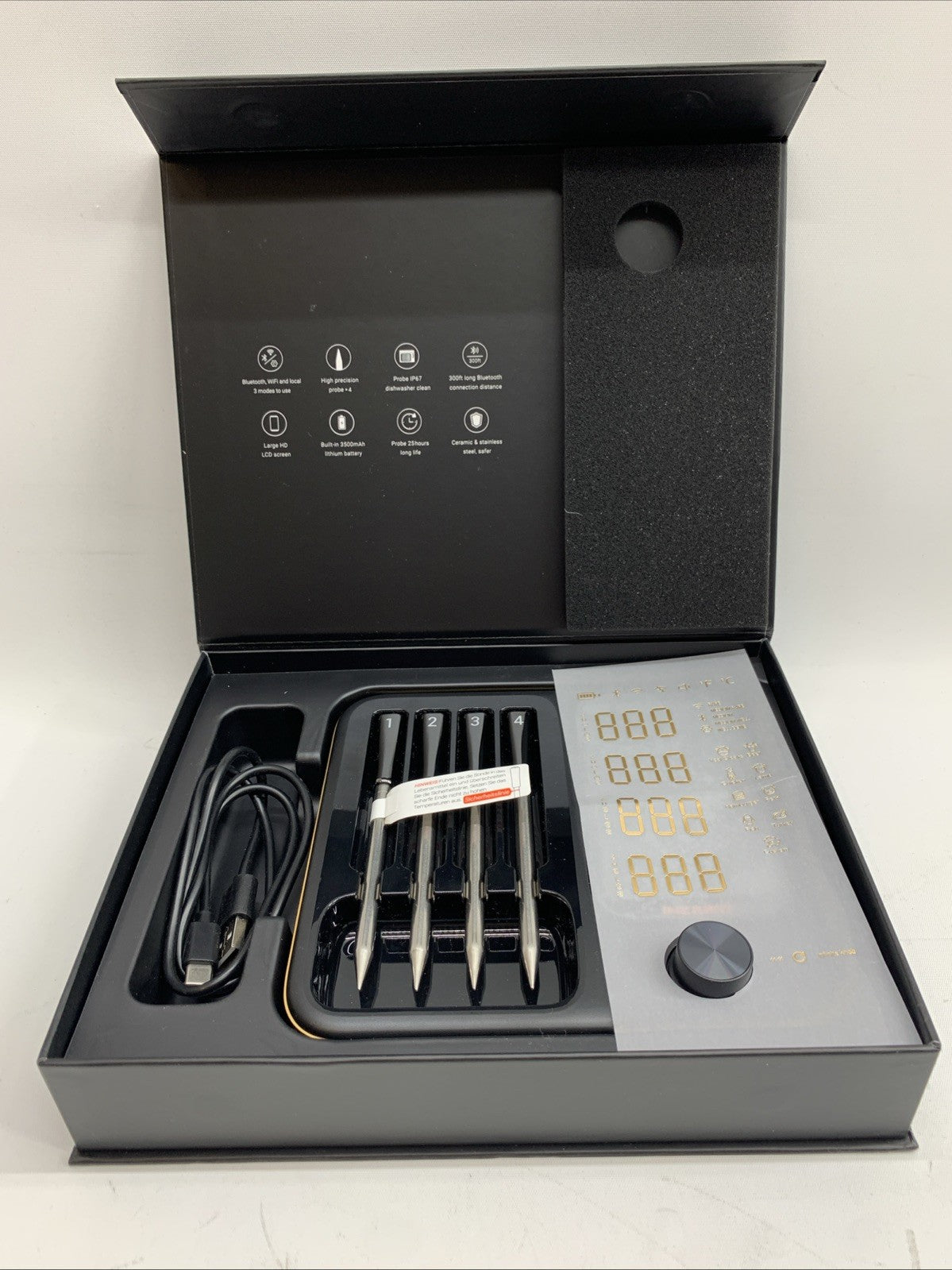 Wireless Meat Thermometer INT-14-BW w/4 Probe Inkbird Wifi Bluetooth Thermometer