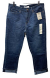 Women's Mid-Rise Slim Fit Capri Pants Blue Laguna Size 10 Super Stretch Fabric