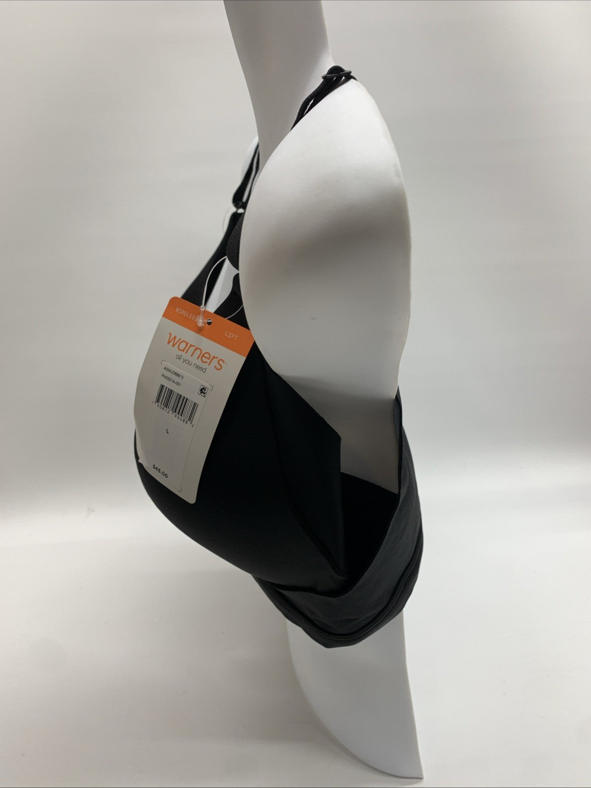 Warner's RN2231A No Side Effects Wirefree Lift Bra Large Black Back-Smoothing