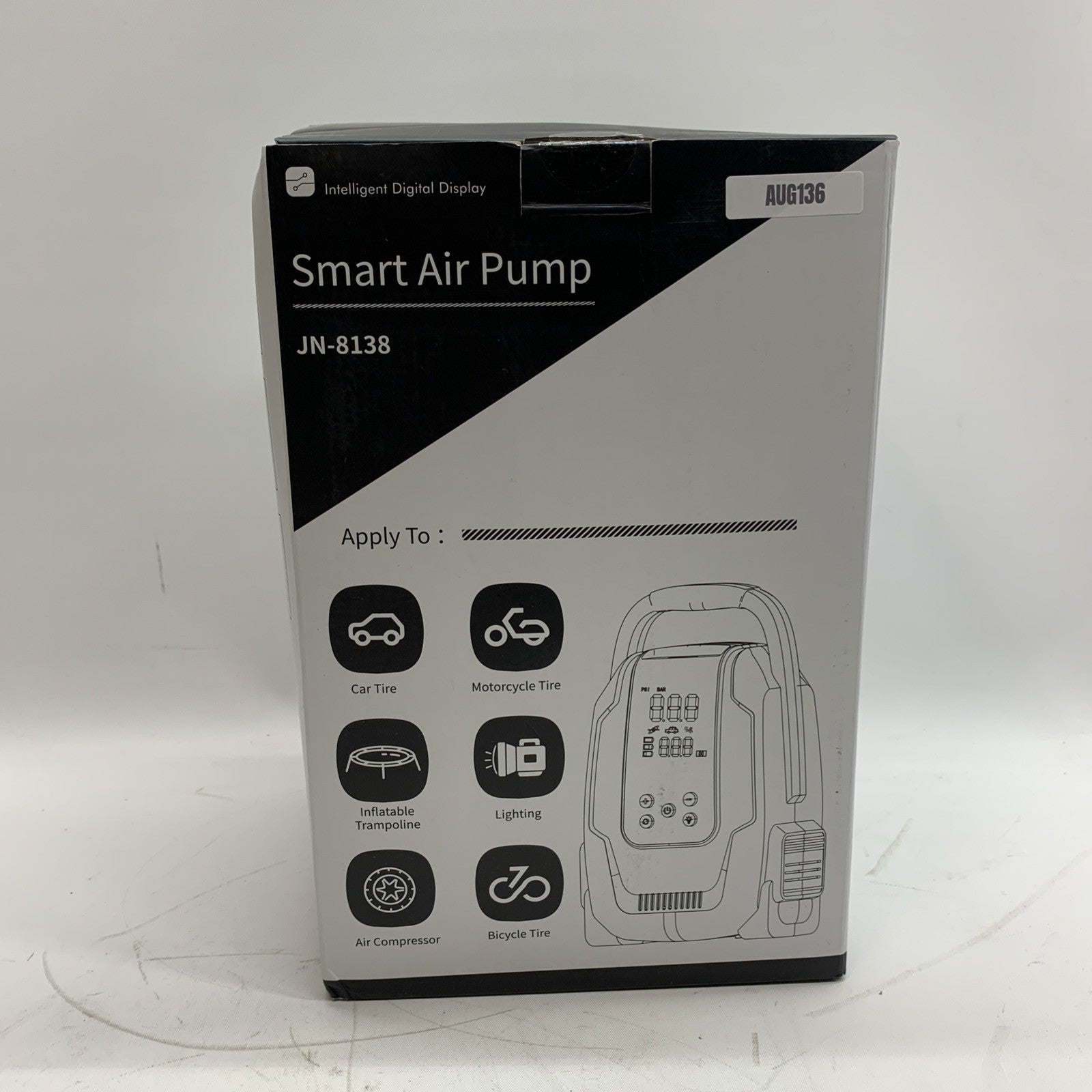 Intelligent Electric Smart Air Pump JN-8138 Portable for Car Tires Surfboard Inf