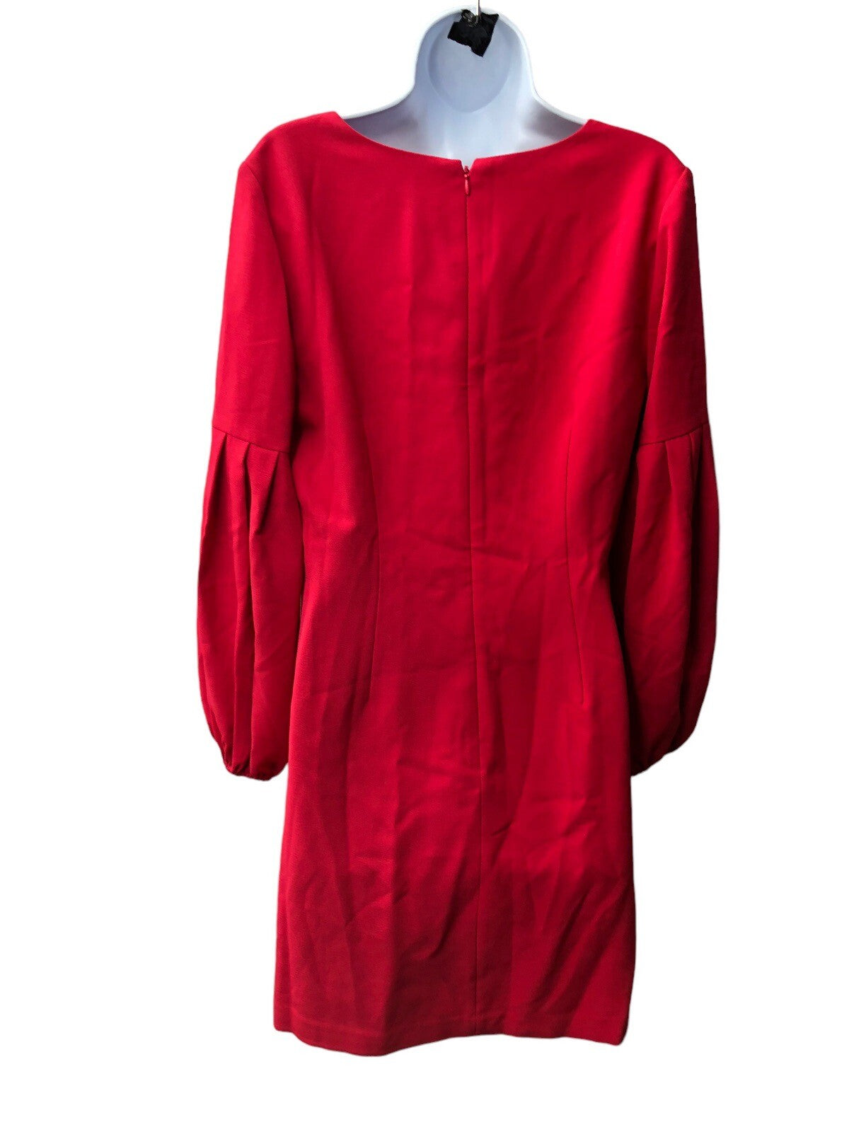 Red Chelsea28 women's balloon sleeve shift dress with V-neck, casual style, size 10, featuring a relaxed fit and stylish design.