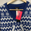 FOCO Womens Med Colts NFL Team Logo Ugly Holiday V-Neck Sweater Navy Long Sleeve