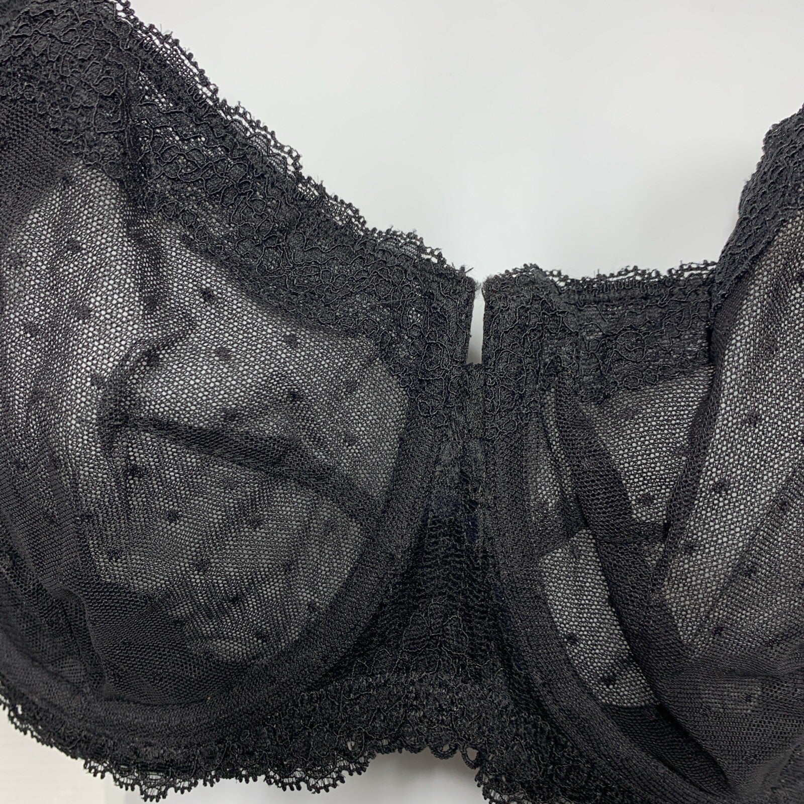 DOBREVA Women's Sexy Lace Bra Underwire Balconette Unlined Demi Sheer Black 42D
