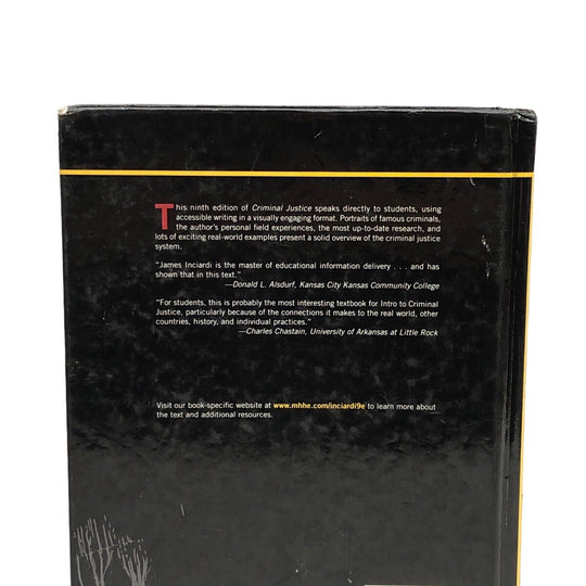 Criminal Justice 9th Edition, aa, Hardcover 0073527963 by James A. Inciardi