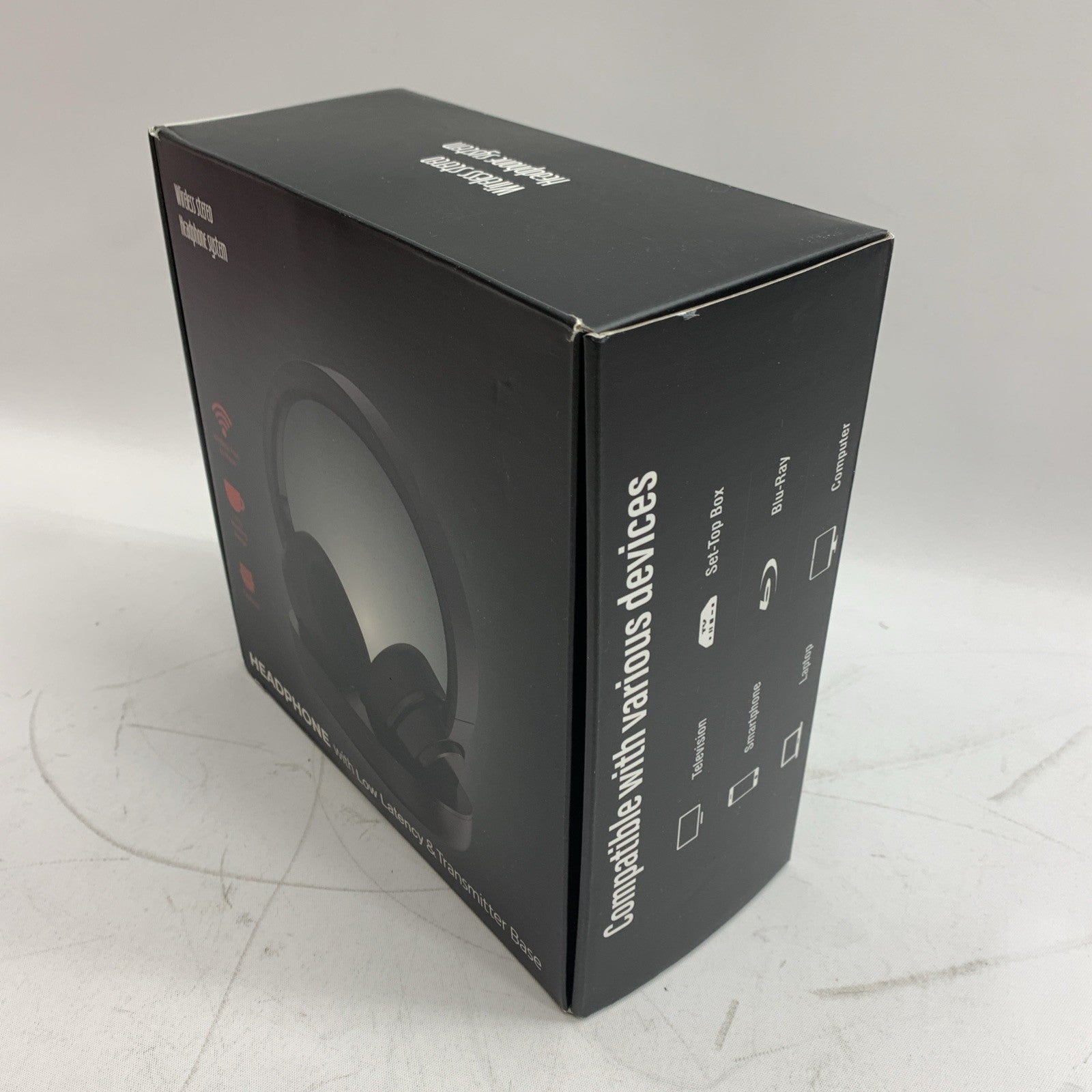 Wireless Headphones Black 4 TV Watching TV with Low Latency & Transmitter Base