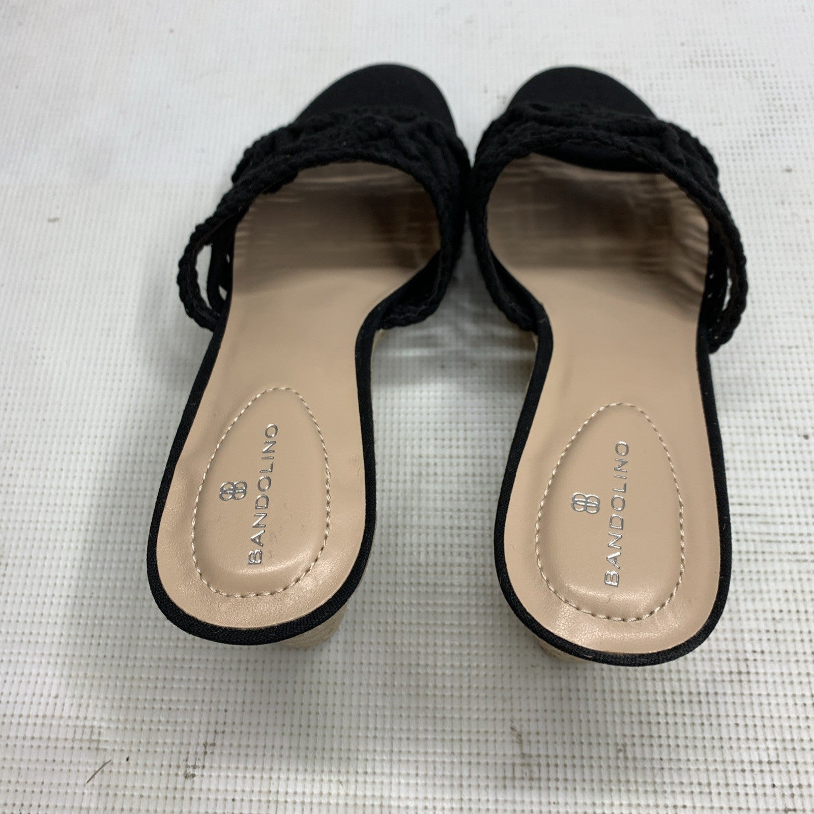 Bandolino Women's Andrrea Wedge Sandal Black Size 11 Medium Open Toe Slip-on