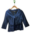 Alex Evenings Womens 3/4 Sleeve Portrait Collar Stretch Jacquard Blouse Size M
