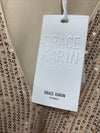 GRACE KARIN 2023 Women's Elegant Sequin V Neck With Tie Front Blouse Top Size XL