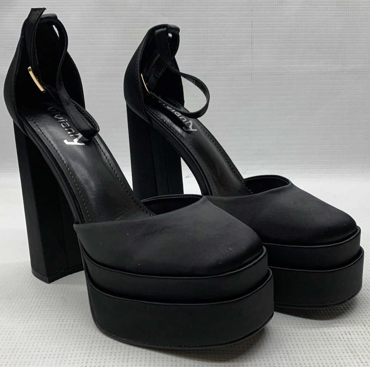 Vivianly Women's Platform Ankle Strap Open Toe Chunky Block High Heels Black 9