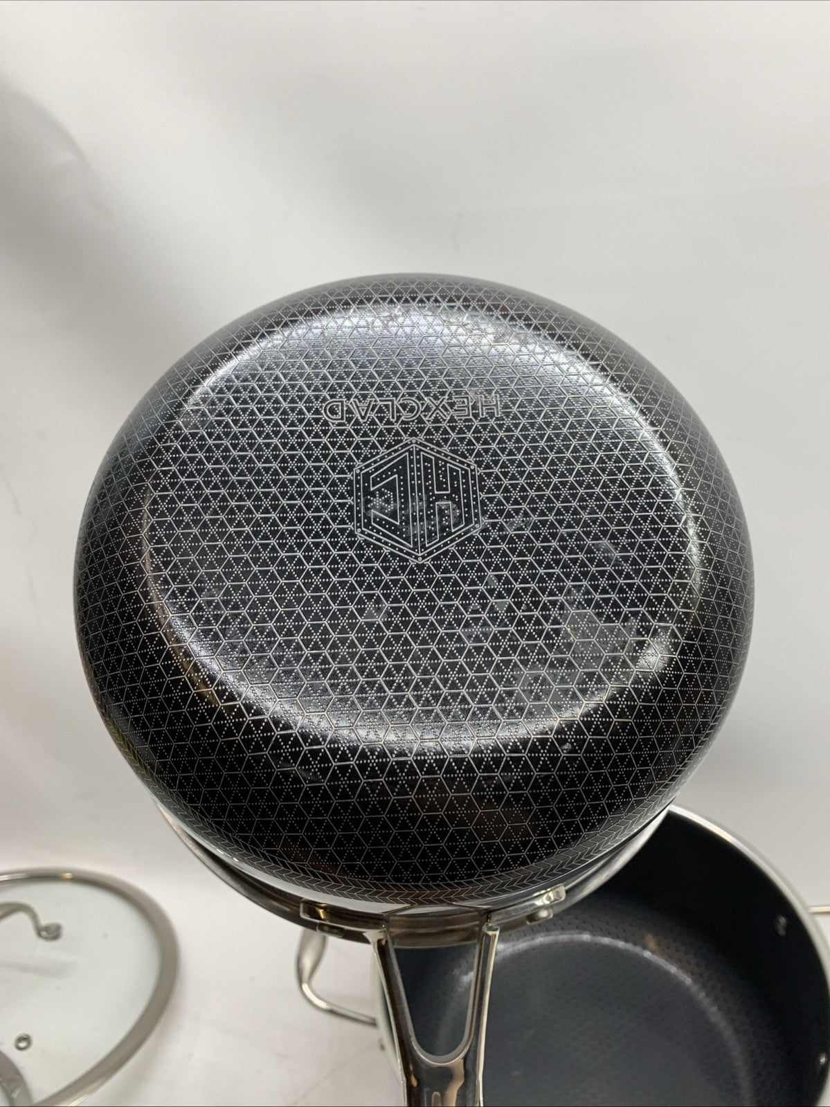 HexClad Hybrid Nonstick 6-Piece Pot Set 8, 3 & 2 Qt Pots with Cover Lids - USED