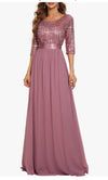 Ever Pretty Women's Sequin Chiffon Formal Evening Dresses 3/4 Sleeve Size 10