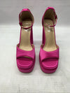 Vivianly Women Platform Ankle Strap Open Toe Chunky Block High Heels Rose Red 8