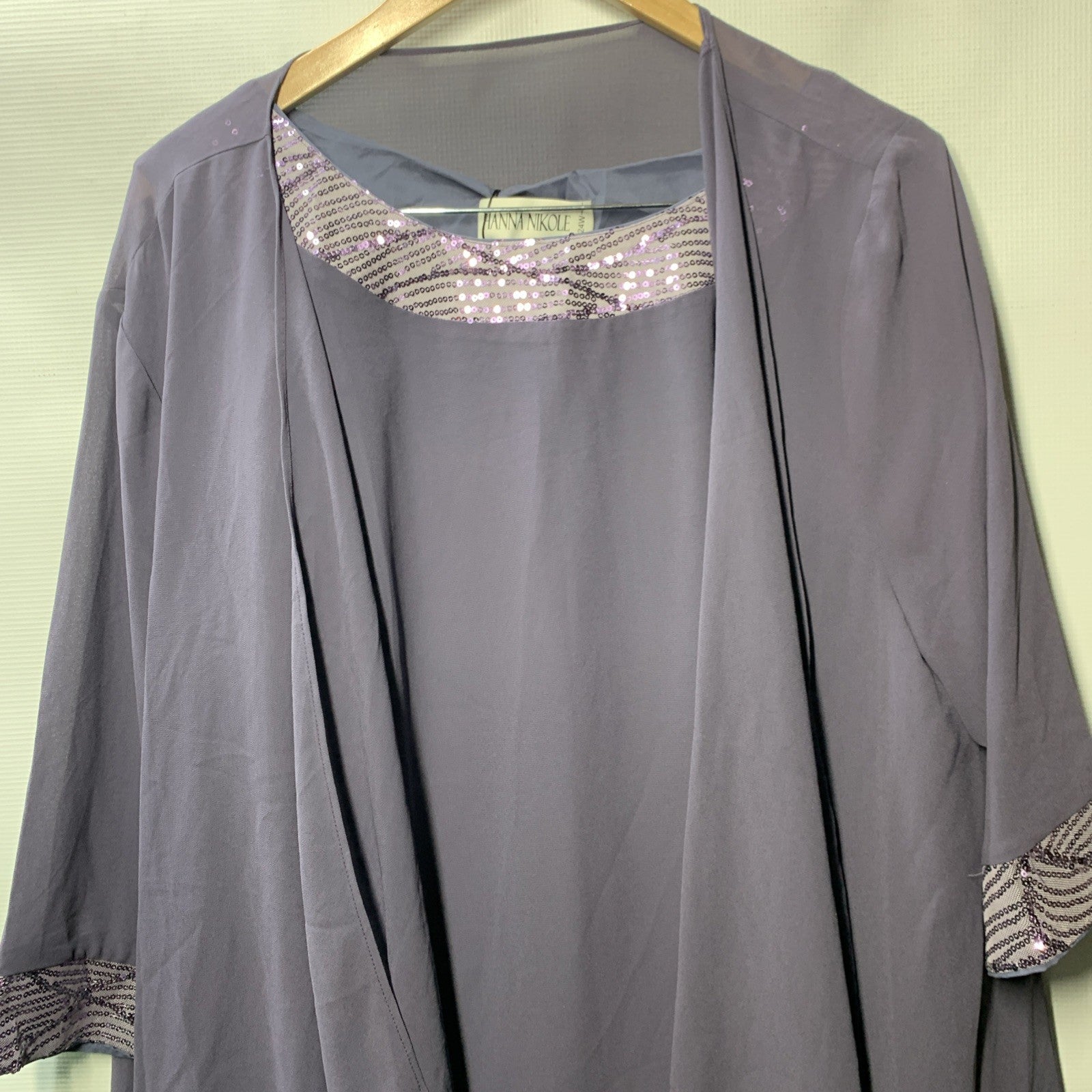 Hanna Nikole Plus Size Pant Suit 2 Piece Chiffon Set Ruffle Layers Size 24W