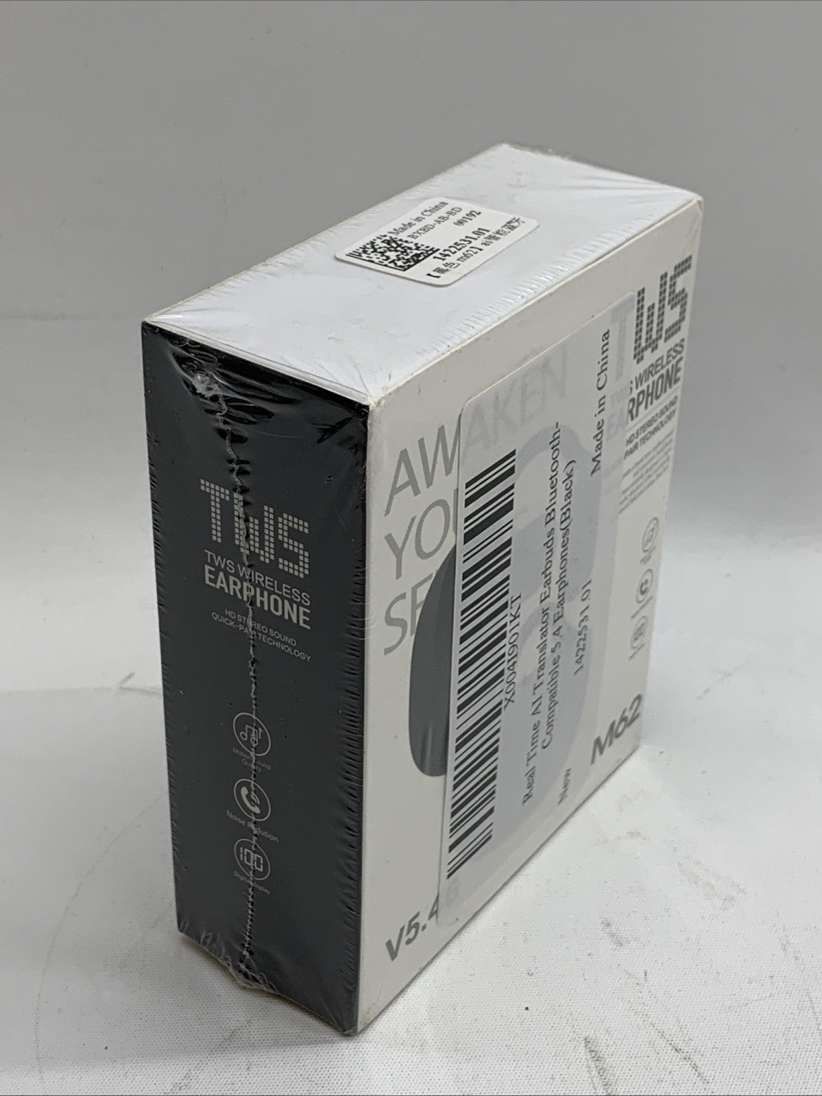 TWS Wireless Earbud Earphones HD Stereo Sound M62 Bluetooth V5.46 7-8H Black