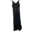 Xscape Sheer Matte Jersey Lace V-Neck Floral Appliques Floor Length Dress 6P