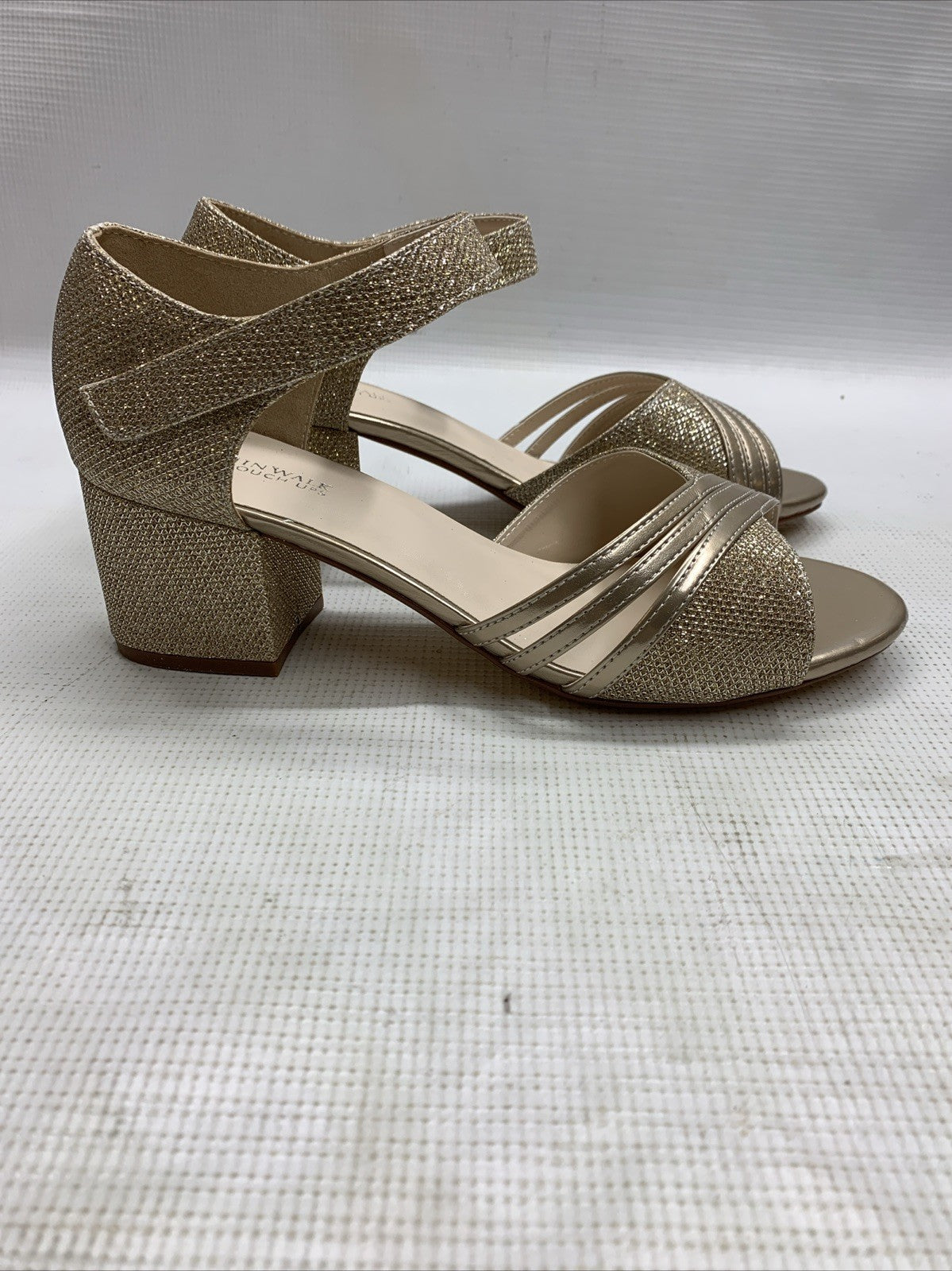 Touch Up Foster Womens' Heeled Sandals Gold 4679W Size 9W Hook & Loop Open Toe