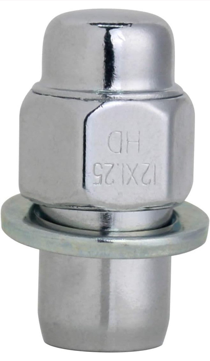 M12x1.25 Lug Nuts Chrome Closed End Lug Nuts w/20 washers Silver Chrome 20 Pack