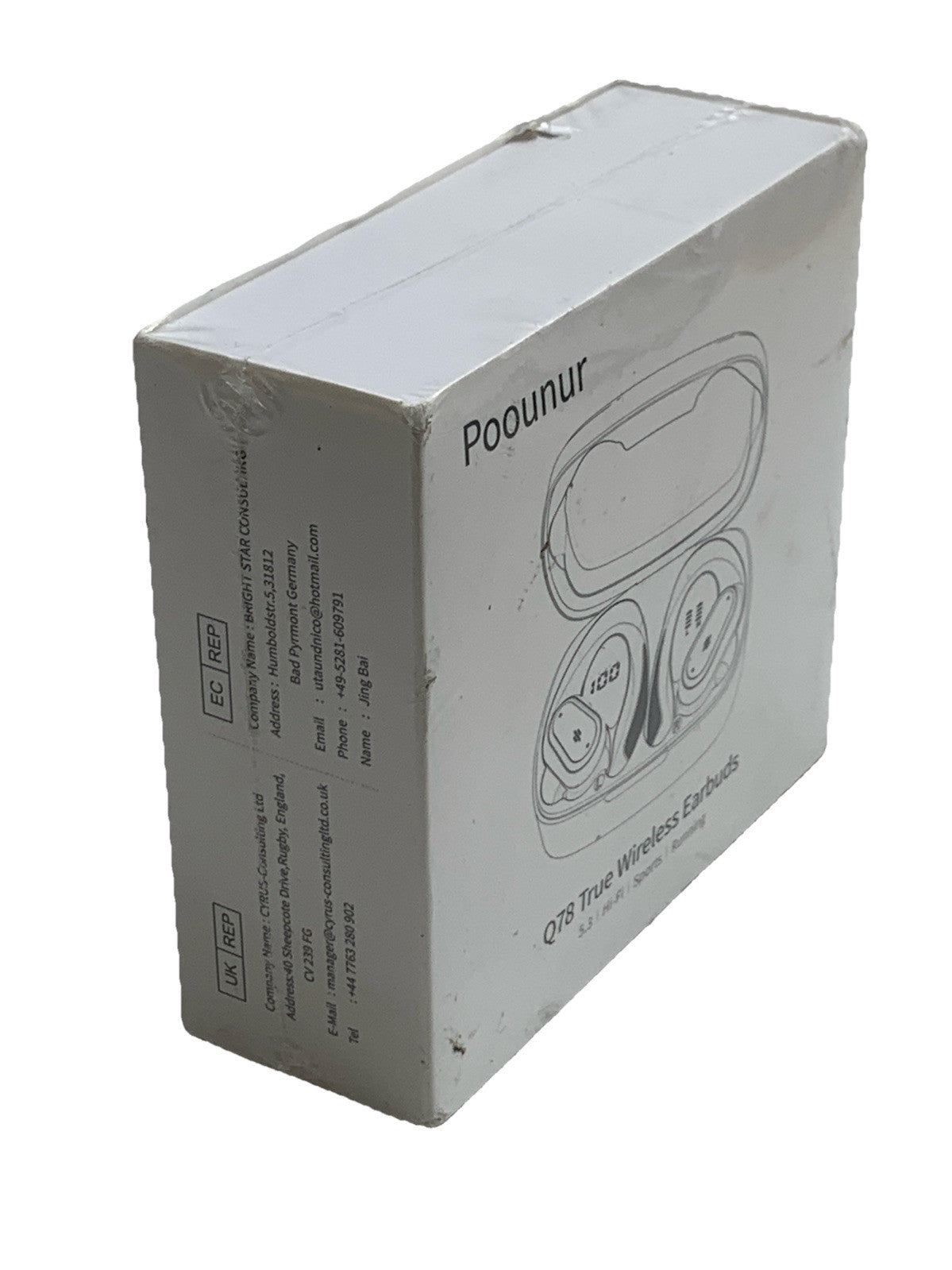 Poounar Q78 True Wireless Sport earbuds Black 5.3 Hi-Fi Sports Running 10~10dbm