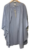 Light blue SLNY Fashions women's sheath party dress with chiffon capelet, size 16P, elegant evening wear for women.