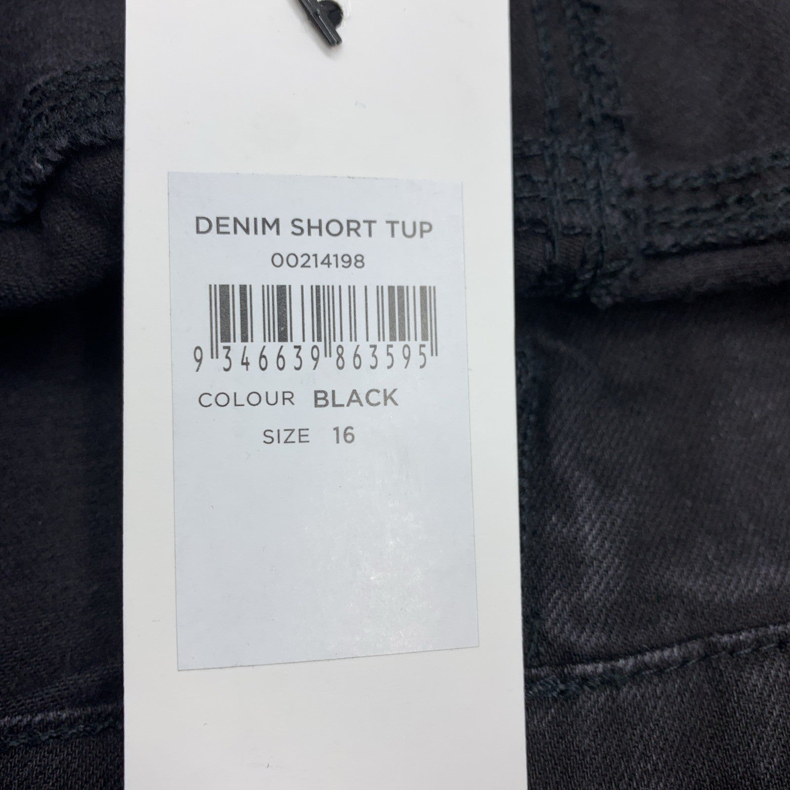 EVANS 00214198 Women's Plus Size Denim Short Tup Casual Size 16 Black High Rise