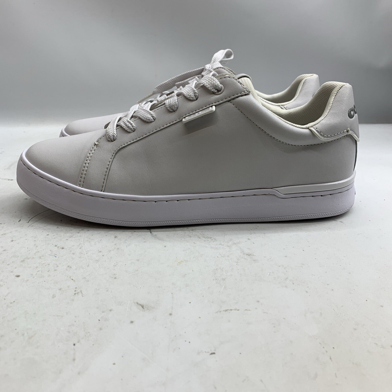 Coach Men'S Lowline Low Top Sneaker White Leather Size 9 Lace-up Shoes Casual