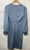 Grace Karin Haze Blue Surplice Clip Dot Long Sleeve Sheath Pencil Dress Size XS