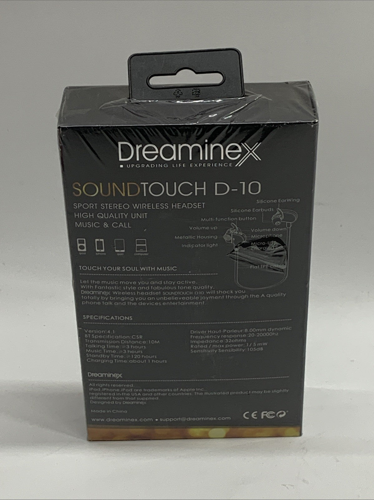 Dreaminex D-10 Wireless Earbud Sport Bluetooth Headphones Running Earphone White