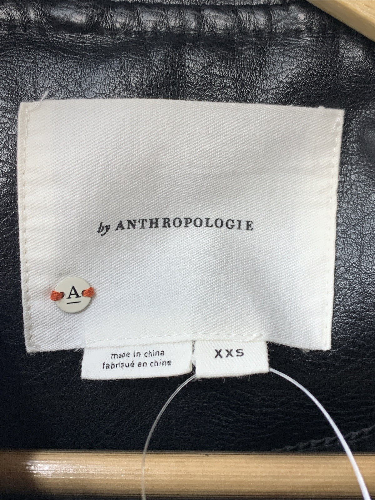 ANTHROPOLOGIE Faux Leather Moto Jacket Women's Long Sleeve with Pockets Size 2XS