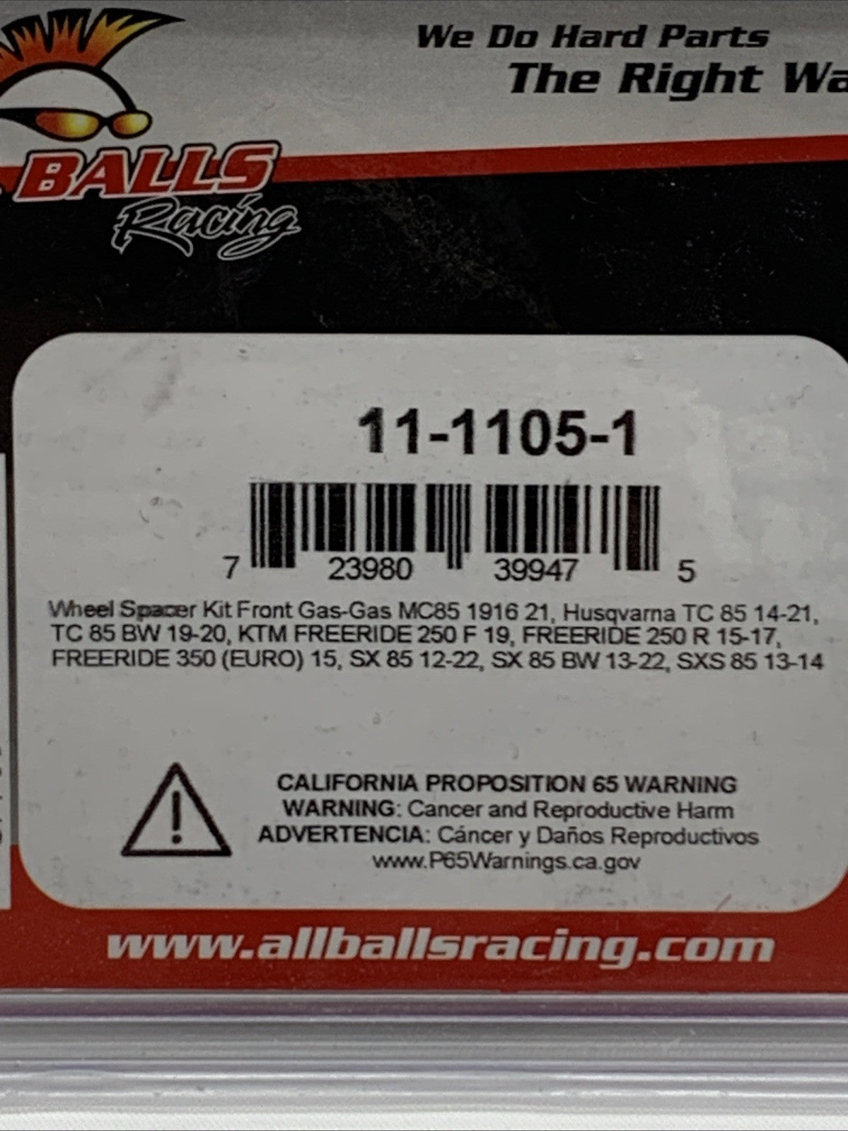 All Balls Racing Fits 11-1105-1 Wheel Spacer Kit For Gas-Gas MC85 22-23 - 2 Pcs