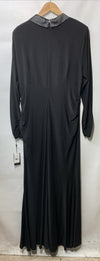 Adrianna Papell Tuxedo V-Neck Stretch Tuxedo Long Sleeve Maxi Dress Black Sz 18