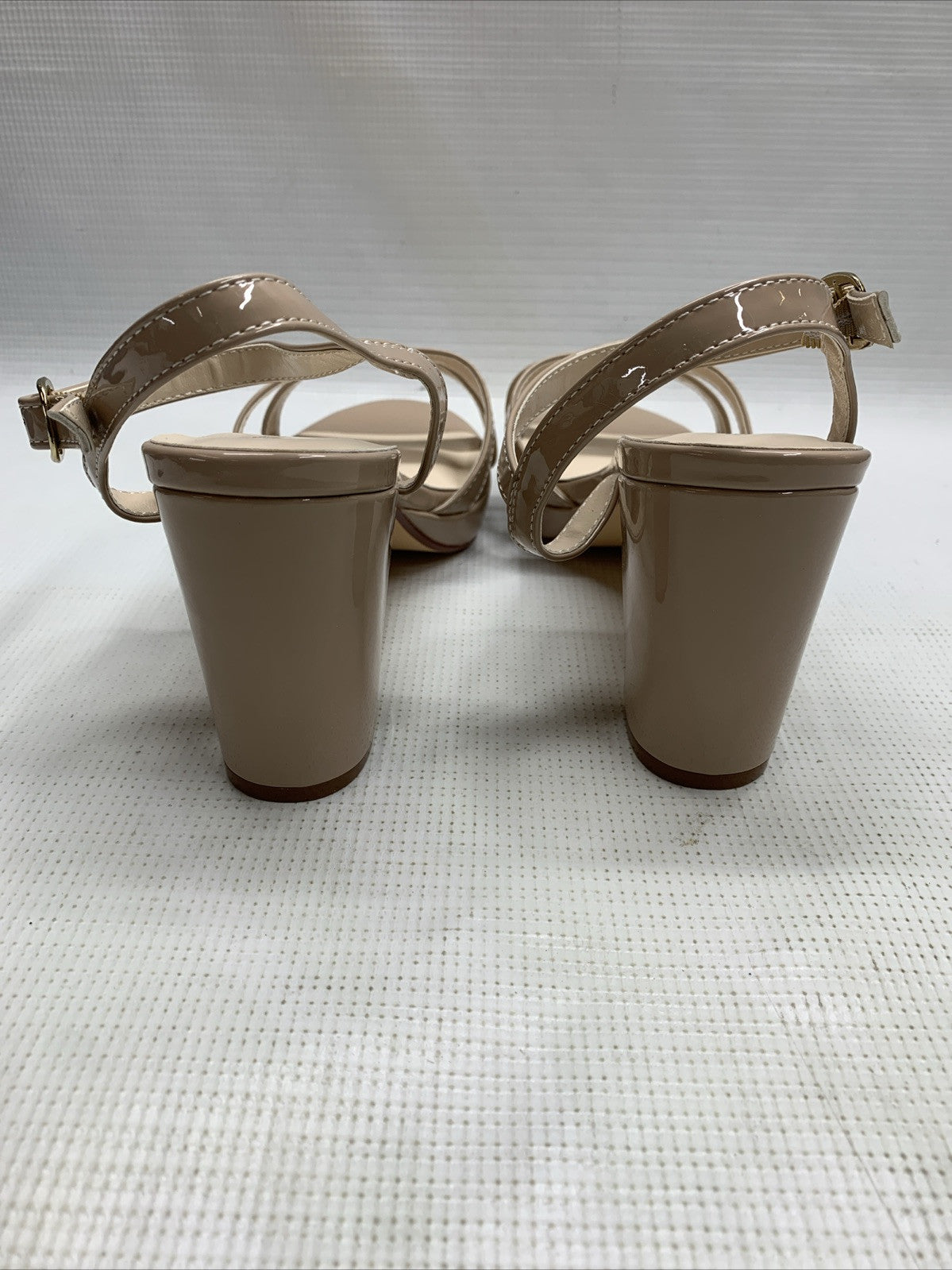 Touch Ups Women's Harmon Block Heeled Sandal Nude Size 9M Buckle Open Toe 4675M