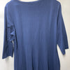 Navy blue women's A-line dress with 3/4 sleeves, loose fit, casual and formal style, from The Family Flips.