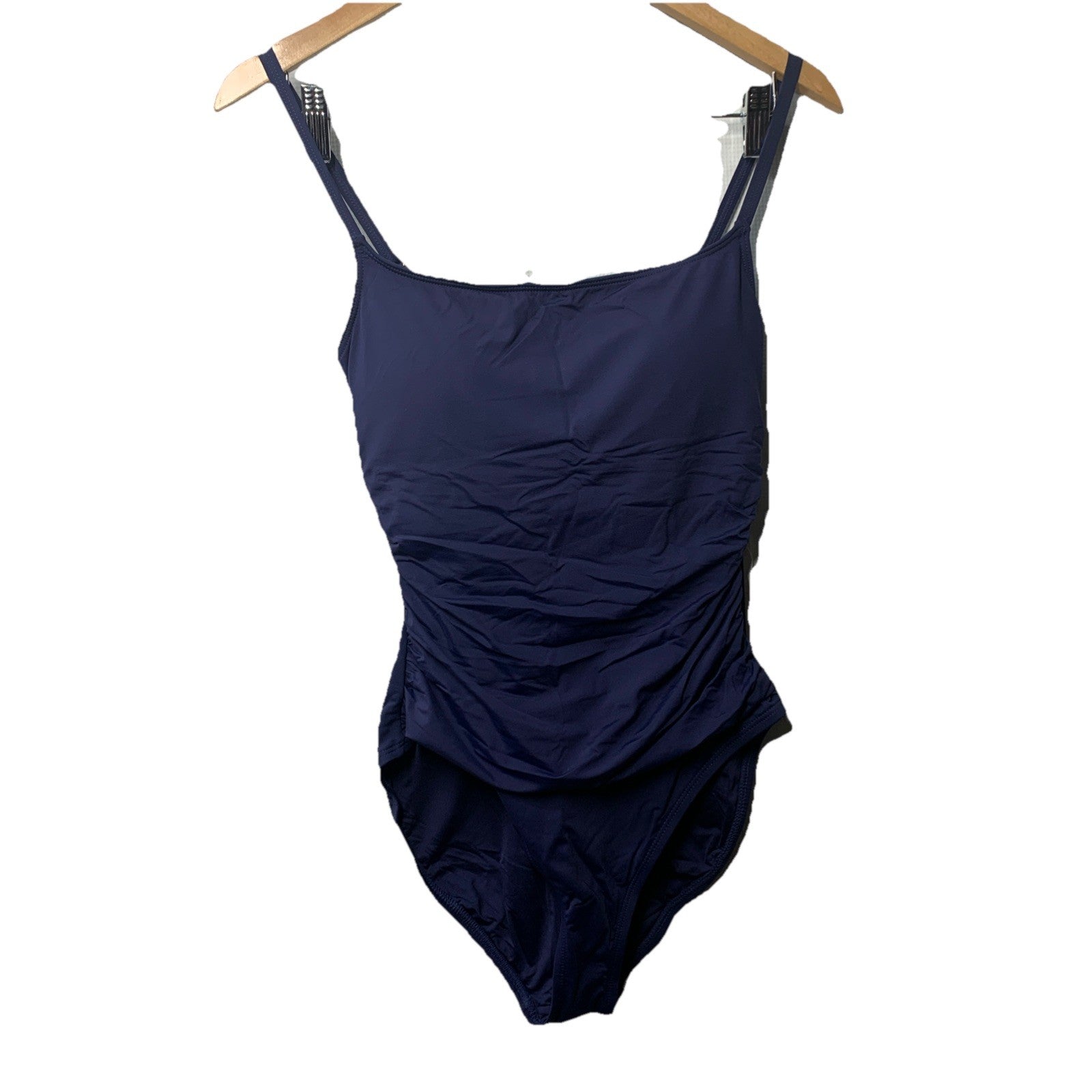La Blanca Womens Island Goddess Shirred Side One Piece Swimsuit Swimwear Size 10