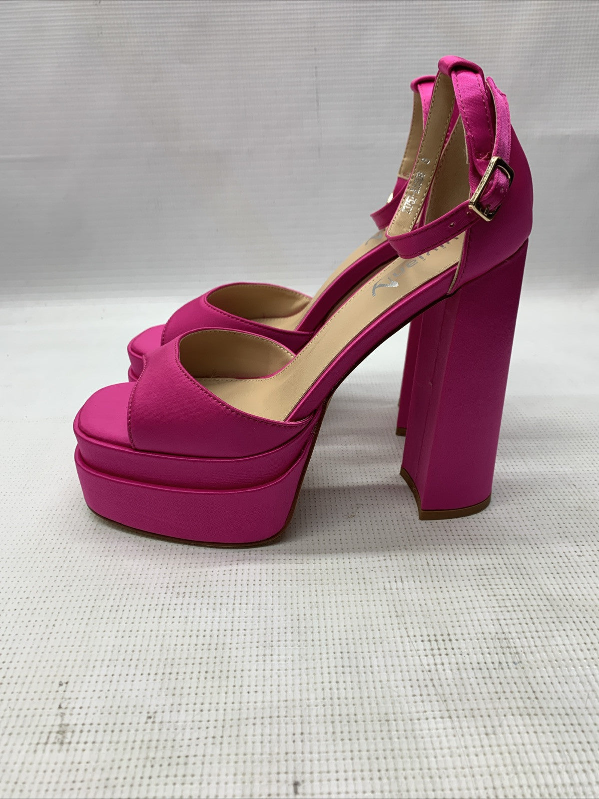 Vivianly Women Platform Ankle Strap Open Toe Chunky Block High Heels Rose Red 8